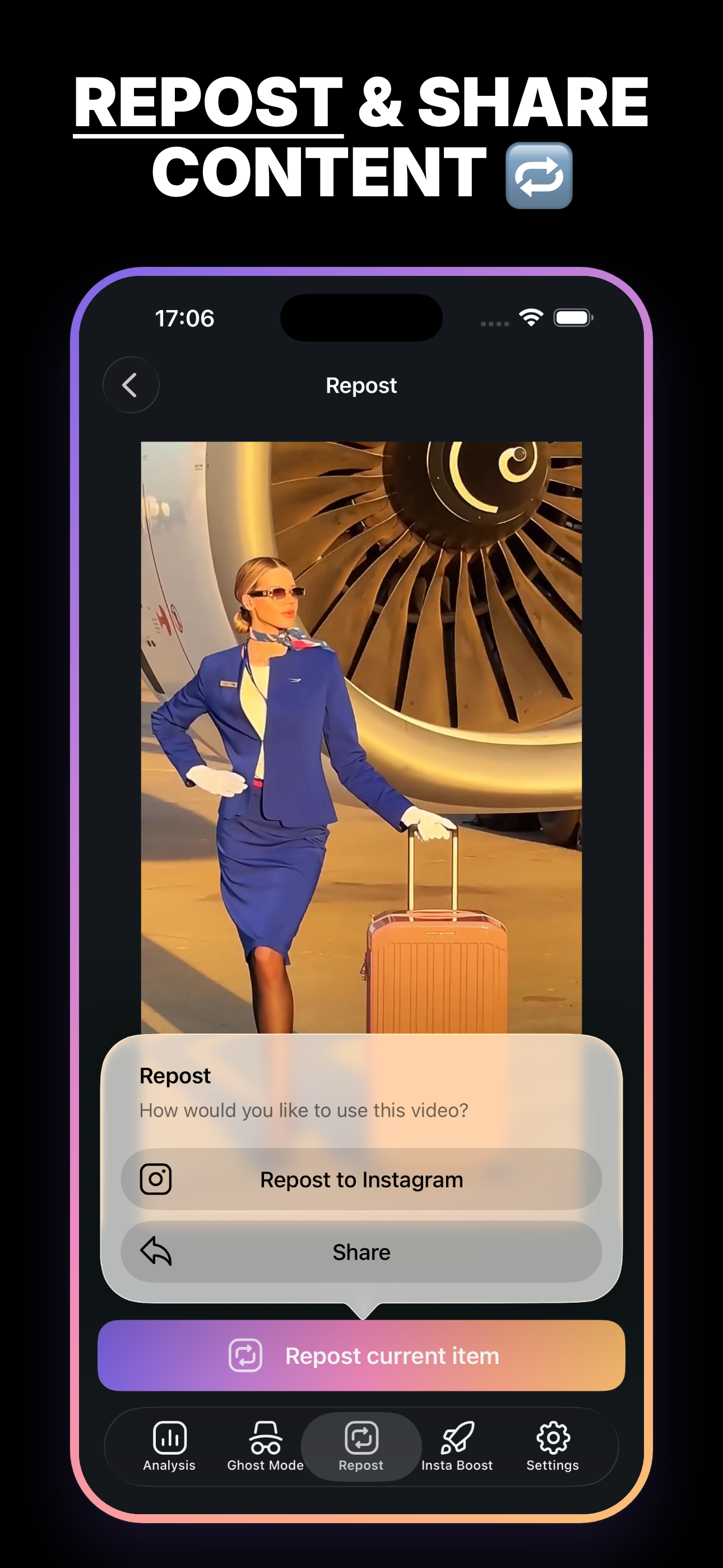 Repost and share Instagram content
